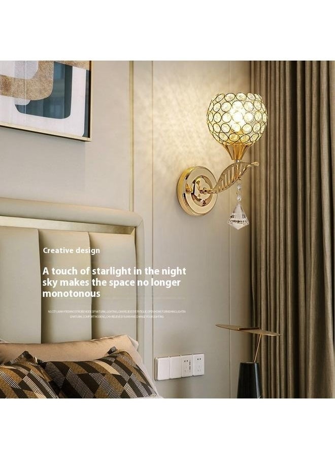 yongsheng Ball Bedside Wall Lighting Fixture, Gold Metal Spherical Wall Lamp with Crystal Lampshade, Without light source，Ball Shape LED Wall Light 18x25cm  - Image 3