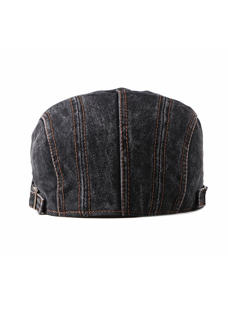 Generic Men's Denim Cotton Flat Cap Ivy Newsboy Cabbie Caps Driving Hunting Hat  - Image 2