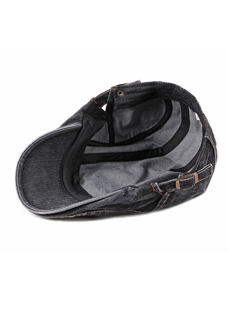 Generic Men's Denim Cotton Flat Cap Ivy Newsboy Cabbie Caps Driving Hunting Hat  - Image 3