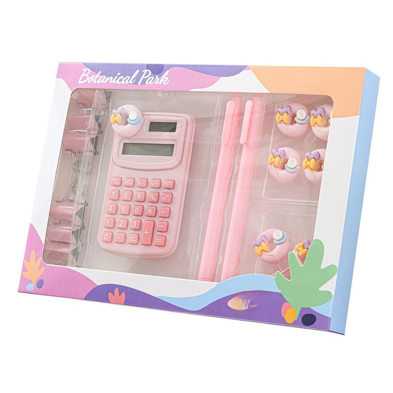 Basic Calculator Desk Supplies Cute Stationary Comes with  Long Tail Paper Clamp & Pens & Bookmark & Pushpin Paper Organizing  Book Math for School Office Home Classroom - Image 1