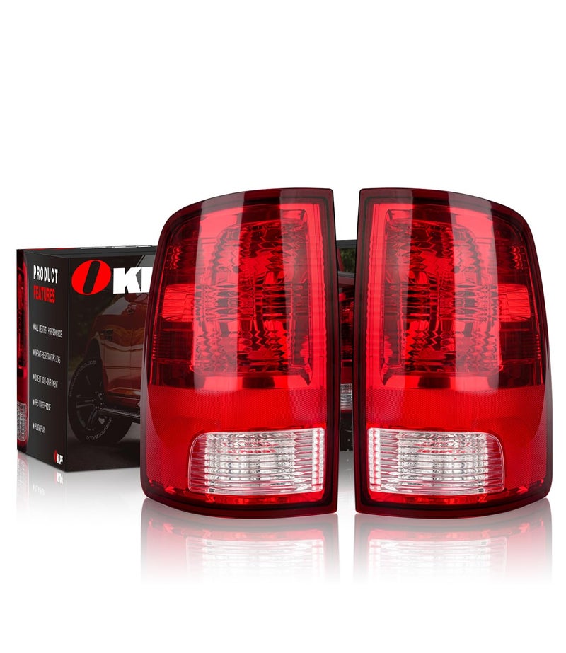 OKLPF Rear Brake Tail Light Compatible With 2009-2018 Dodge Ram 1500 2500 3500 Replace CH2818124 CH2819124,Replace Red Taillight Assembly,Included Bulbs and Harness,Driver and Passenger Side - Image 1