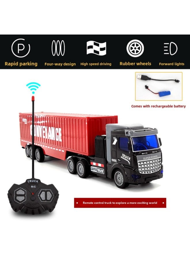 Rc Car Toy - 118 Scale High-speed Off-road Vehicle Light Sound Effects 2.4ghz Radio Control 4wd Drive Durable Plastic Body-Color:Black Head Red Box Truck (short Head)-Proportion:Color Boxed  - Image 1