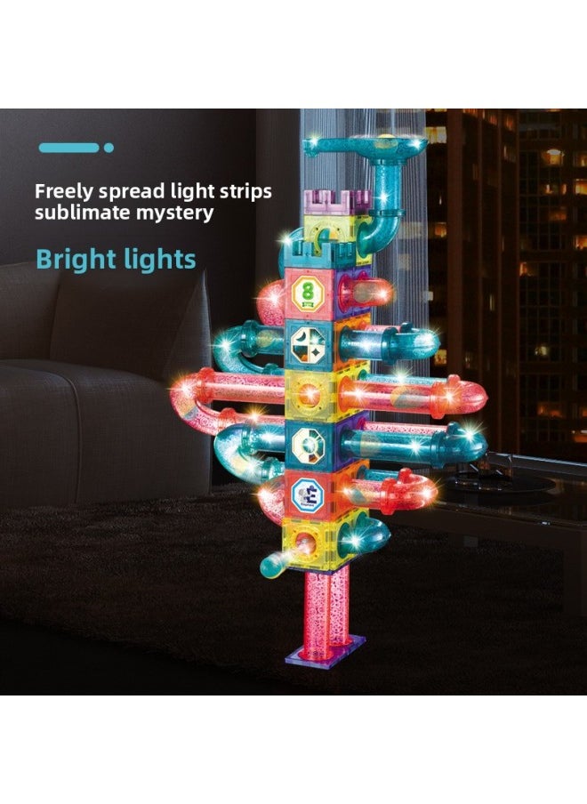 Generic - One Piece Magnetic Light Ball Track Building Blocks DIY Three-dimensional Magnetic Piece Children's Building Blocks Toy-Color:[three-in-one Sea, Land And Air + Person] Drill Surface Magnetic Sheet-english Color Box (68pcs) 706g - Image 1