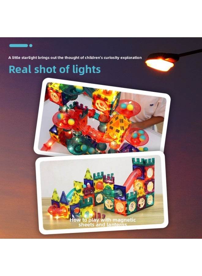 Generic - One Piece Magnetic Light Ball Track Building Blocks DIY Three-dimensional Magnetic Piece Children's Building Blocks Toy-Color:[three-in-one Sea, Land And Air + Person] Drill Surface Magnetic Sheet-english Color Box (68pcs) 706g - Image 1