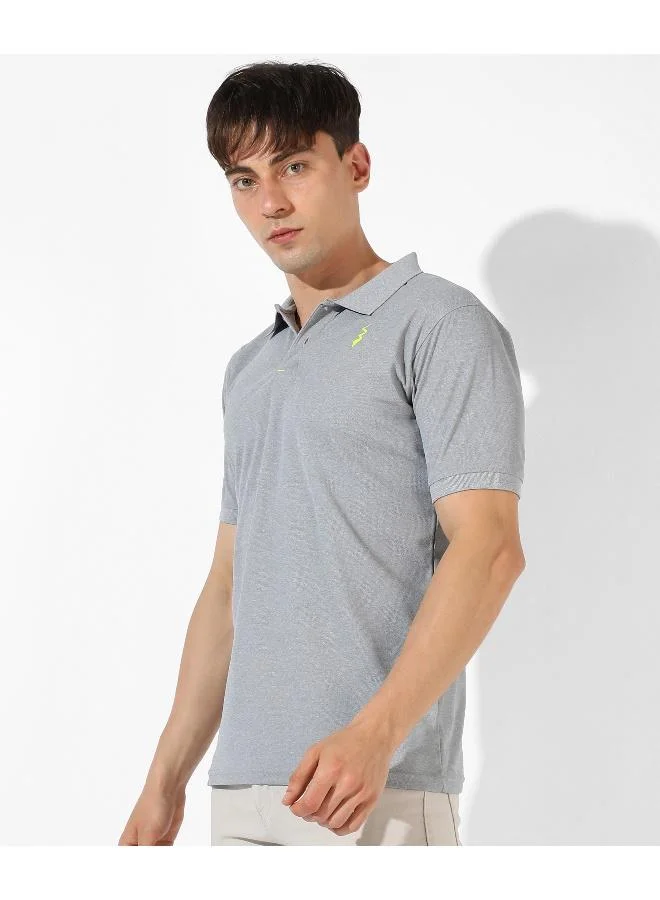 Men's Solid Grey Regular Fit Activewear T-Shirt