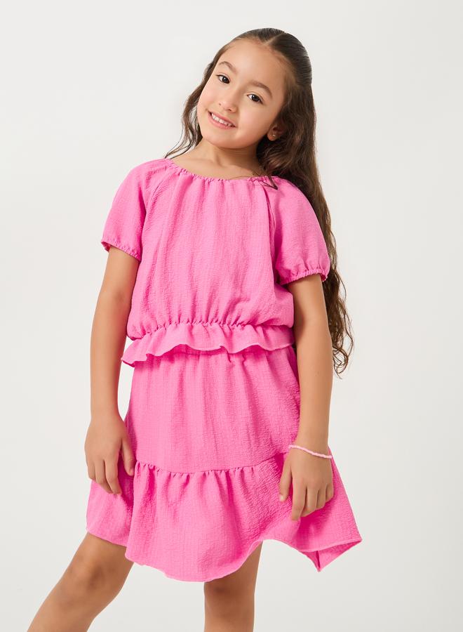 Styli Styli Puff Sleeve Ruffled Hem Top with Skirt Set  - Image 2
