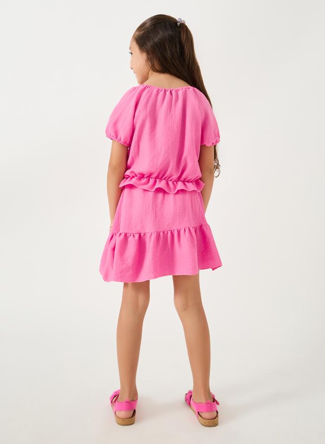 Styli Styli Puff Sleeve Ruffled Hem Top with Skirt Set  - Image 4