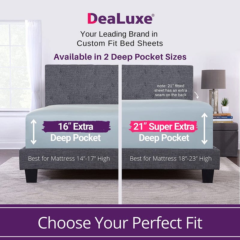 DeaLuxe Full Fitted Sheet Only - REAL [16-Inch] Extra Deep Pocket Full Size Fitted Sheet - Your PERFECTLY-FIT Fitted Sheet for 14 -18  Deep Mattress - Best Fit Bottom Fitted Bed Sheet - Full - Baby Light Blue  - Image 2