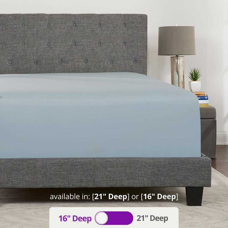 DeaLuxe Full Fitted Sheet Only - REAL [16-Inch] Extra Deep Pocket Full Size Fitted Sheet - Your PERFECTLY-FIT Fitted Sheet for 14 -18  Deep Mattress - Best Fit Bottom Fitted Bed Sheet - Full - Baby Light Blue  - Image 3