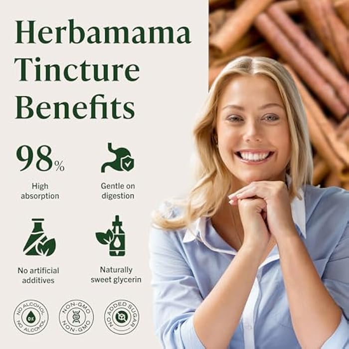 HERBAMAMA Ceylon Cinnamon Supplements – Ceylon Cinnamon Extract Liquid – Metabolic Support with Antioxidant Properties for Healthy Blood Sugar Levels – Non-GMO, Alcohol & Sugar-Free, 42-Day Supply - Image 5