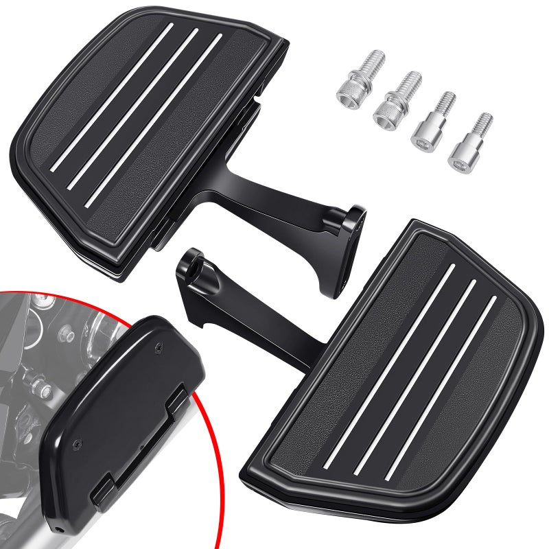 Benlari Passenger Floorboards Motorcycle Footboards Stainless Steel with Mount Kits Compatible with Harley Davidson Touring Road King Street Glide Road Glide Electra Glide 19932024 Streamline Black - Image 2