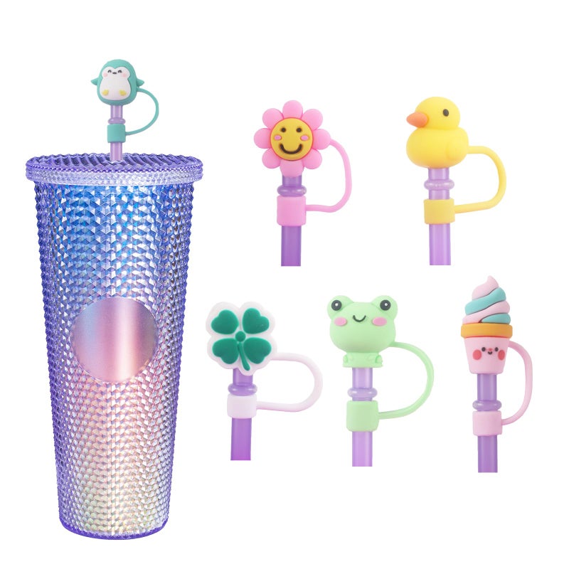 KEUYE Straw Covers Tips for Starbucks Cups Reusable Drinking Straw Protectors Splash Proof Caps 78MM Straw Tips 6PCS