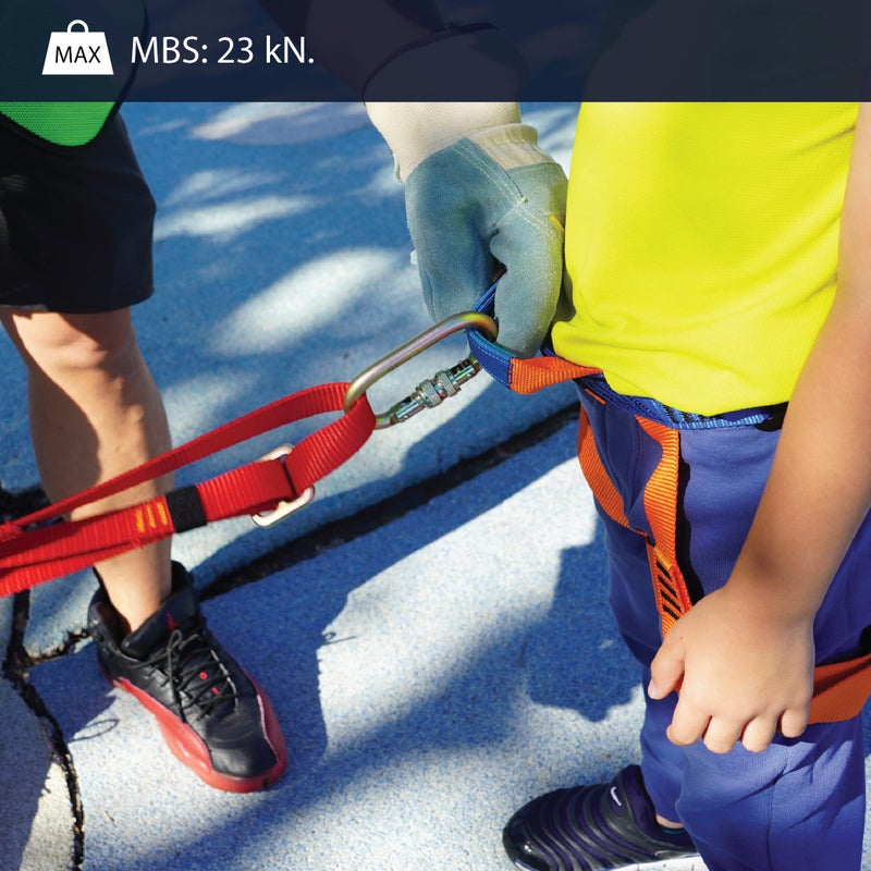 FUSION مجموعة أحزمة خارجية قابلة للتعديل للأطفال - حزام مبطن مع حلقات للساق لمغامرات الأشجار، ولعب العقبات الداخلية وتثبيت المعدات - أزرق/برتقالي - Image 5