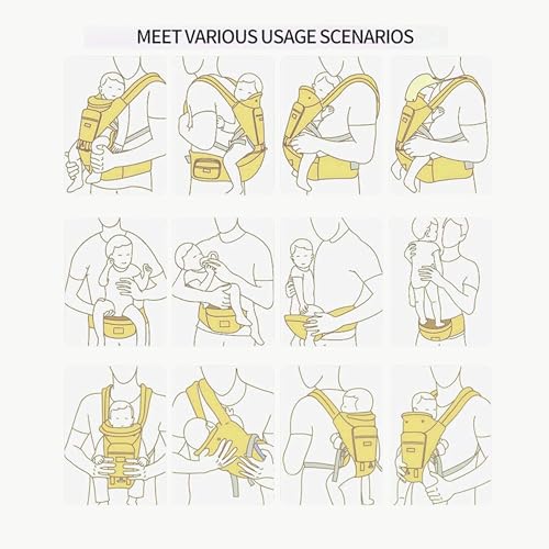 OBABY Premium 5-in-1 Ergonomic Baby Carrier with Integrated Hip Seat – Premium Cotton, Adjustable Lumbar Support & Breathable Fabric for Newborns to Toddlers (0-36 Months) - Image 4