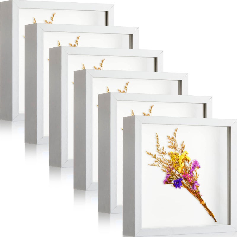 Tuanse Tuanse 6 Pieces Shadow Box Picture Frame Square Shadow Boxes Display Cases for Sports Memorabilia Wedding Memories Crafts Pins Awards Medals Tickets and PhotosWhite12 x 12 Inch 