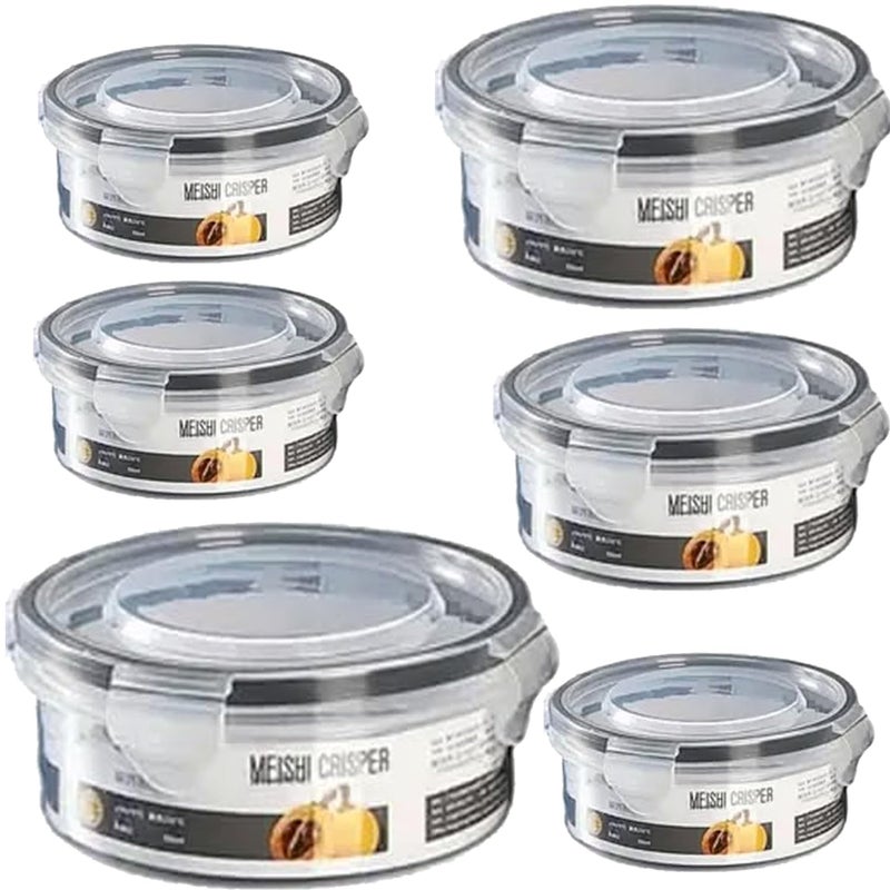 بريميفي 6 عبوات من حاويات تخزين الطعام محكمة الإغلاق BPAFree مع أغطية منظم مطبخ إعداد وجبة قابلة للتكديس