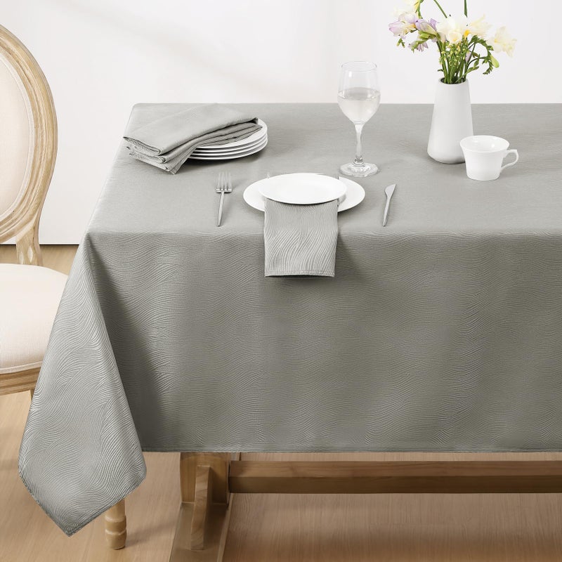Softalker Jacquard Rectangle Tablecloth Swirl Design Waterproof Stain Resistant Table Cover Wrinkle Free Heavy Weight Table Cloths for DinnerPartiesHoliday  60 x 104 Inch Light Grey