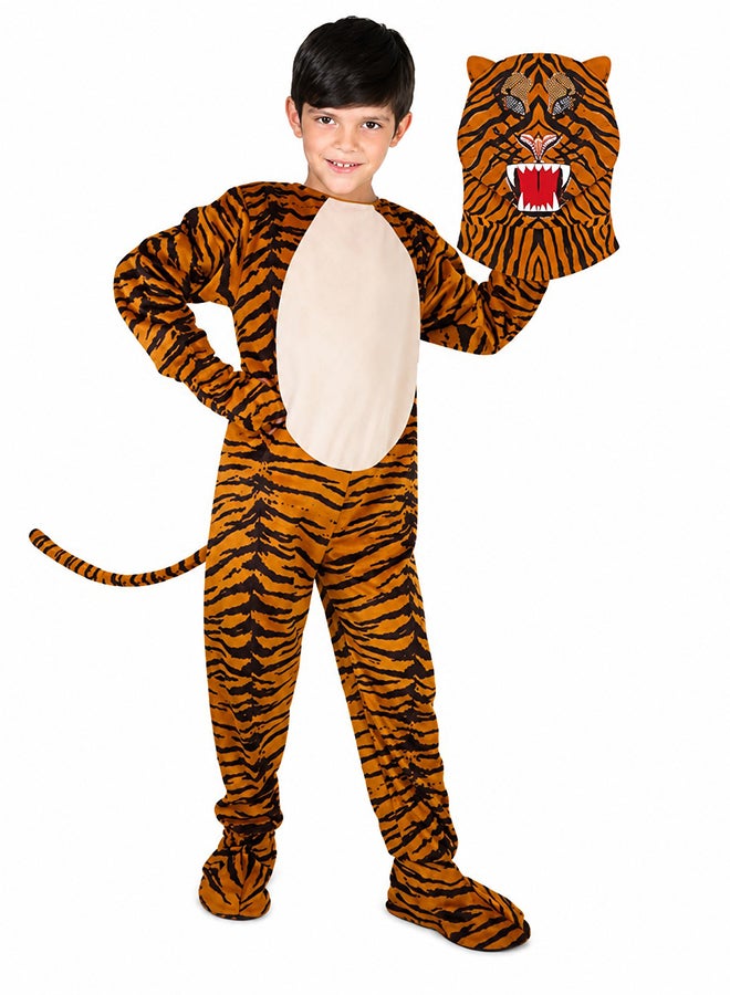 Toy Land Kids Tiger Animal Costume Set with Hood and Gloves – Jungle Safari Fancy Dress Outfit for Boys & Girls of age 10 to 11 years - Image 2