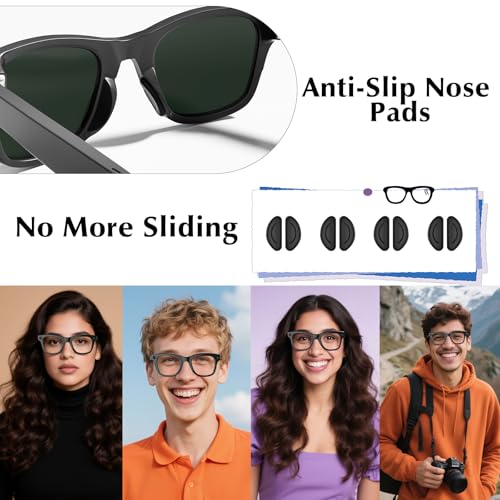 Vigamen Smart Glasses Accessories Kit for Ray-Ban Oakley/Meta Wayfarer/Headliner/Skyler/Includes 4 Pairs Nose Pads,4 Pairs Anti-Slip Ear Hook,2 Pcs Anti-Drop Lanyard,6 Pcs Lens Cleaning Papers - Image 4