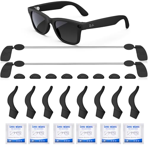 Vigamen Smart Glasses Accessories Kit for Ray-Ban Oakley/Meta Wayfarer/Headliner/Skyler/Includes 4 Pairs Nose Pads,4 Pairs Anti-Slip Ear Hook,2 Pcs Anti-Drop Lanyard,6 Pcs Lens Cleaning Papers - Image 1