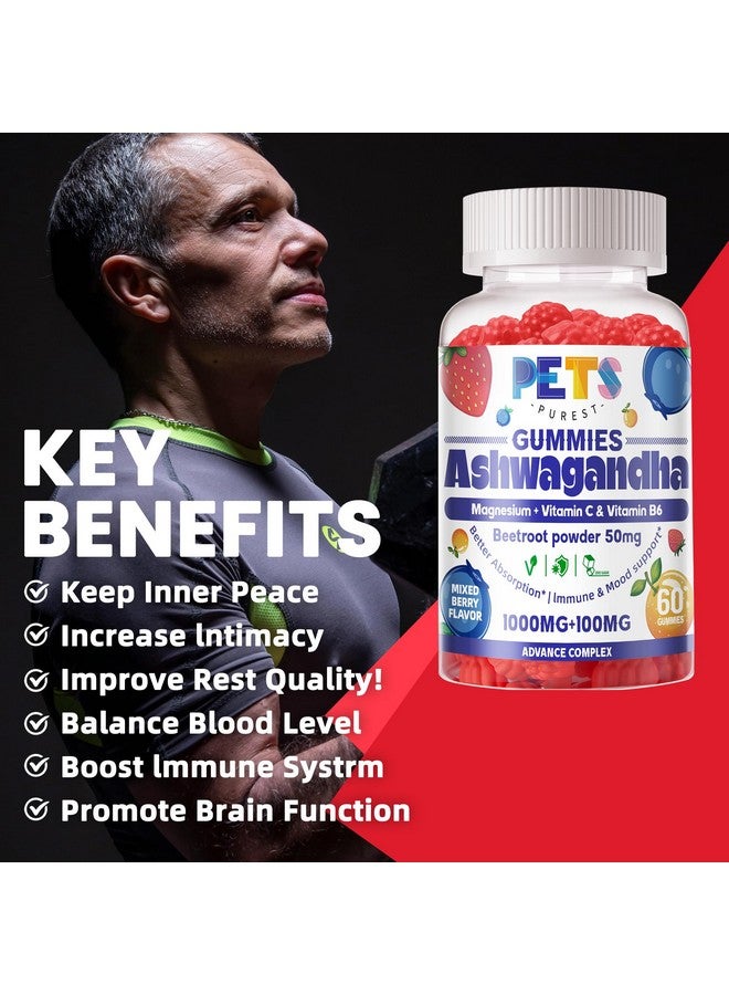 Pets Purest Ashwagandha Gummies & Vitamin D3 Gummies 60 Count - Organic Aswangdha Supplement for Improve Sleep, Stress Relief & Mood Calm(Mixed Berry, Vegan, Plant Based,Gluten-Free & Gelatin Free)-1pack - Image 4