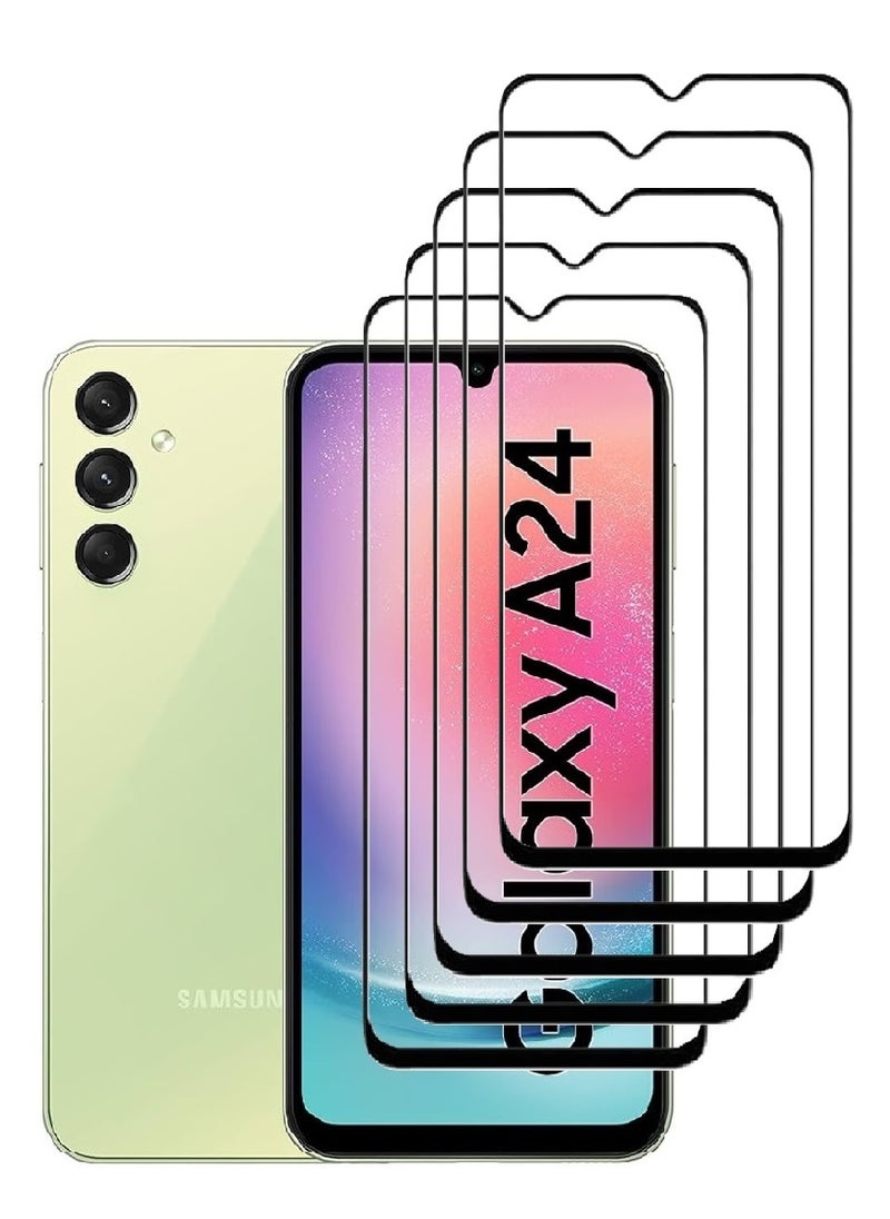 AINA 5 Pieces Tempered Glass Screen Protector 5D Designed For Samsung Galaxy A24 4G Full Glue Edge to Edge Full Screen Coverage And Bubble Free - Image 1