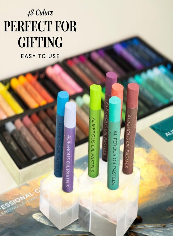 Aliferous Art Oil Pastels - 48 Colors soft pastels for artists - oil pastel set - pastels art set - portfolio oil pastels professional - pastels art supplies for kids - pastel kit - Image 3