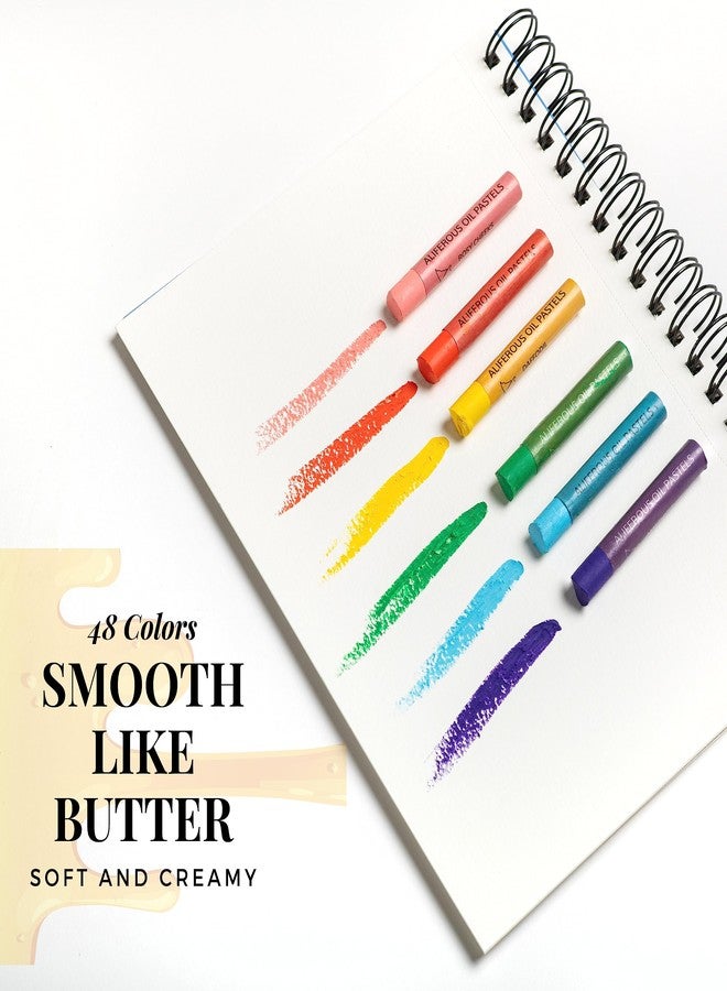 Aliferous Art Oil Pastels - 48 Colors soft pastels for artists - oil pastel set - pastels art set - portfolio oil pastels professional - pastels art supplies for kids - pastel kit - Image 2