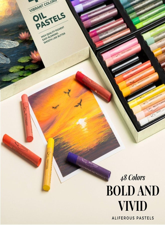 Aliferous Art Oil Pastels - 48 Colors soft pastels for artists - oil pastel set - pastels art set - portfolio oil pastels professional - pastels art supplies for kids - pastel kit - Image 5