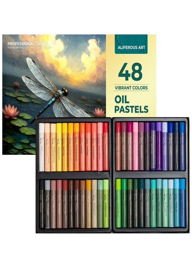 Aliferous Art Oil Pastels - 48 Colors soft pastels for artists - oil pastel set - pastels art set - portfolio oil pastels professional - pastels art supplies for kids - pastel kit - Image 1