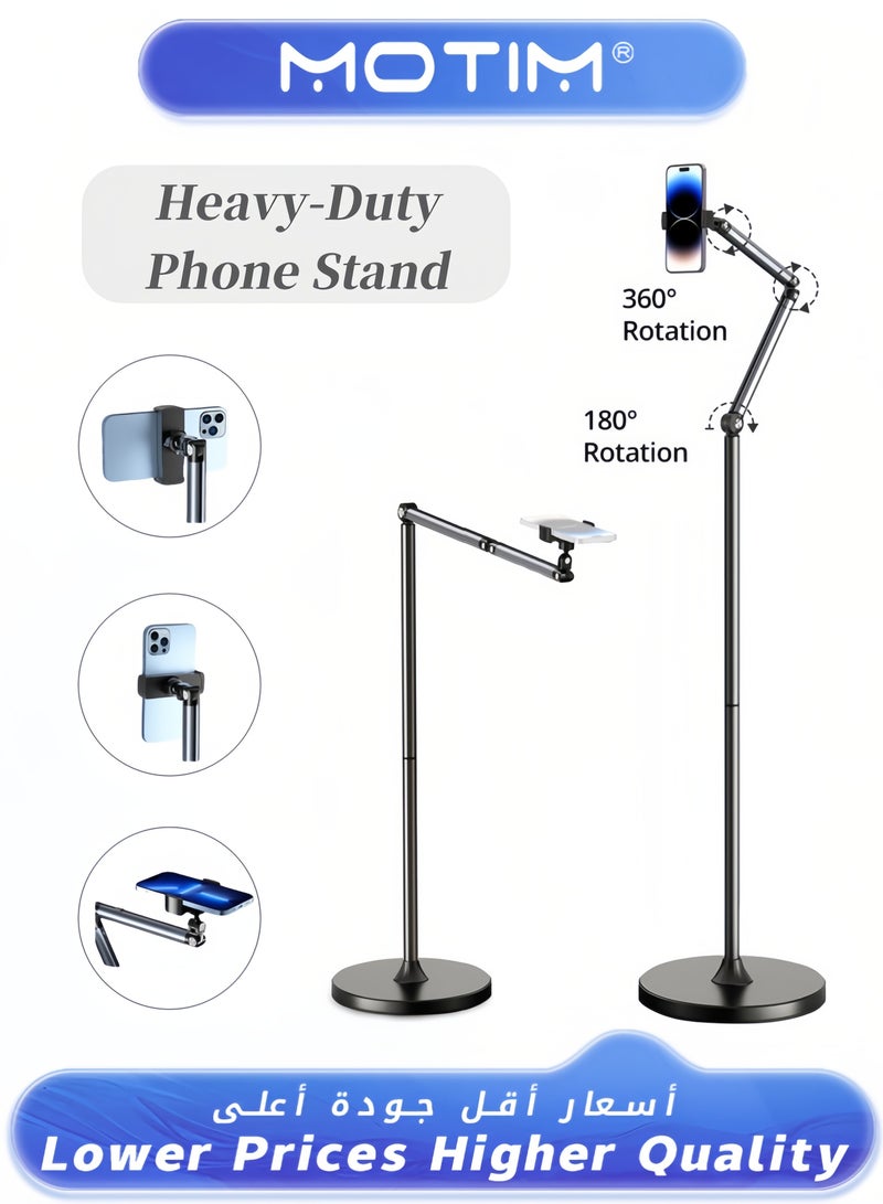 Motim Heavy Duty Phone Stand Extendable Arm Holder with 5.73lb Stable Base for Smartphones (1.96/5.25 ft Height) - Image 1