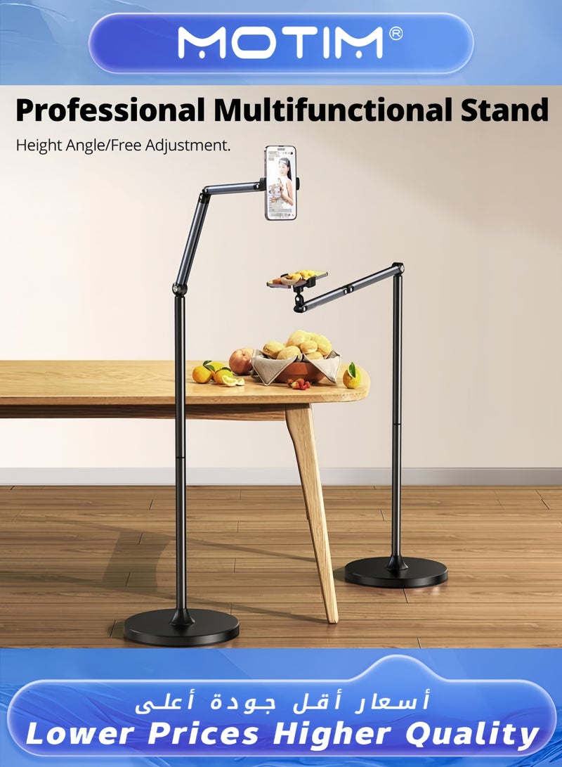 Motim Heavy Duty Phone Stand Extendable Arm Holder with 5.73lb Stable Base for Smartphones (1.96/5.25 ft Height) - Image 2