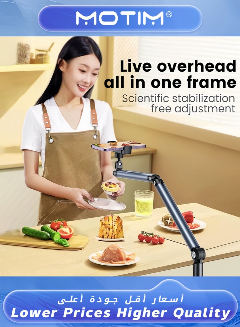 Motim Heavy Duty Phone Stand Extendable Arm Holder with 5.73lb Stable Base for Smartphones (1.96/5.25 ft Height) - Image 3