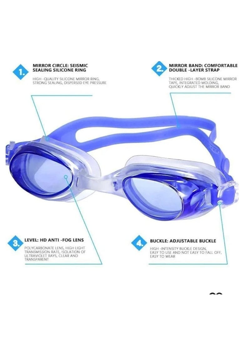 Generic Water World Swimming Goggles Anti Fog With Connected Earplug For Adults multi couler  - Image 4