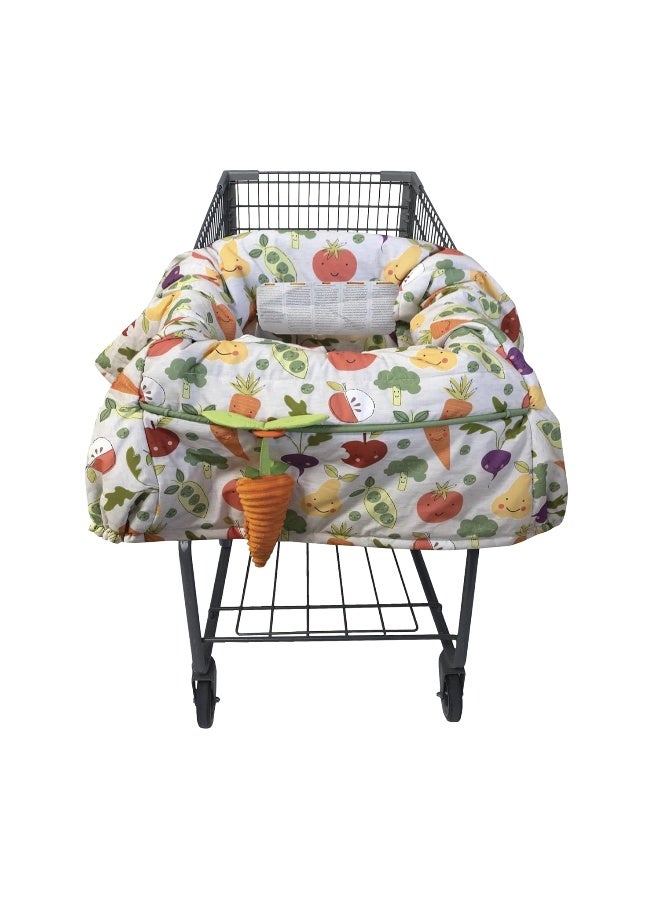 Boppy Shopping Cart Cover for Baby - 360° Coverage Cart Cover for Babies with Safety Harness, Toy Tether, One-Hand Placement, Machine-Washable, 6 Month & Up - Multicolor Farmer's Market - Image 1