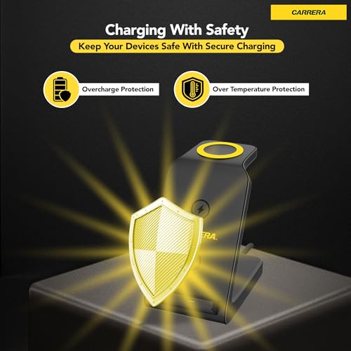 Carrera 22.5W Magnetic 3 in 1 Wireless Charger Stand CWC-234, 15W Fast Charging for Phone, 5W for Earbud, 2.5W for Watch, Type C Cable Included, Multi-Device Compatible - Image 2