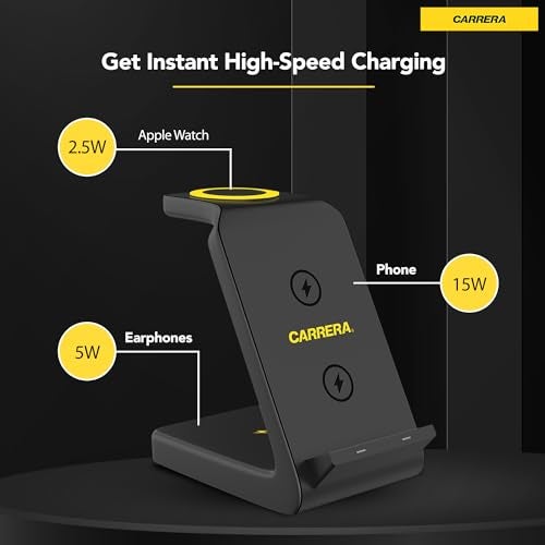 Carrera 22.5W Magnetic 3 in 1 Wireless Charger Stand CWC-234, 15W Fast Charging for Phone, 5W for Earbud, 2.5W for Watch, Type C Cable Included, Multi-Device Compatible - Image 4