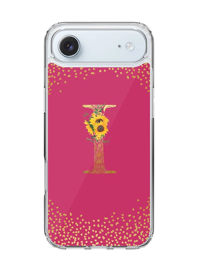 Stylizedd Classic Clear MagSafe Case for iPhone 17 Air , Hybrid Soft Case Flexible Edges Anti Drop TPU PC Gel Thin Transparent Cover [ Designed for iPhone 17 Air ] - Custom Monogram Initial Letter Floral Pattern Alphabet - I ( Deep Pink Rose )