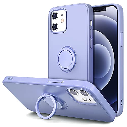 Hython Case for iPhone 12 Case & iPhone 12 Pro Case with Ring Stand, 360° Rotatable Ring Holder Magnetic Kickstand, Shockproof Rubber Protective Phone Case Cover Inner Microfiber Lining, Light Purple - Image 1