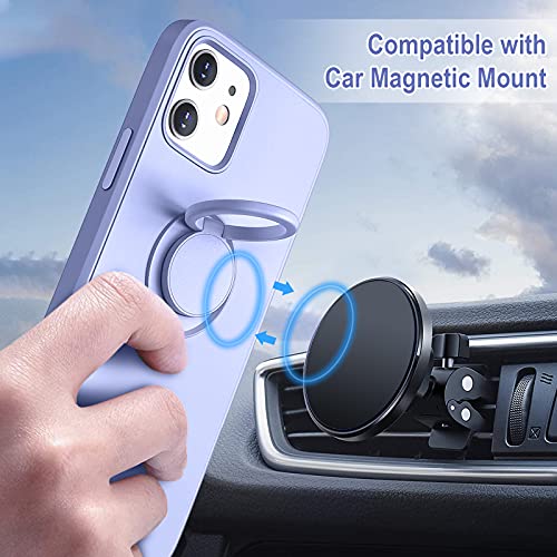 Hython Case for iPhone 12 Case & iPhone 12 Pro Case with Ring Stand, 360° Rotatable Ring Holder Magnetic Kickstand, Shockproof Rubber Protective Phone Case Cover Inner Microfiber Lining, Light Purple - Image 5