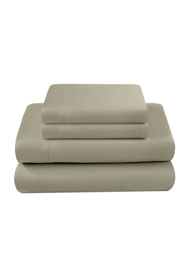 Lavish Touch Thread Count - 100% Cotton Double Brushed Flannel Sheet Set - 170 GSM Heavyweight, Deep Pockets, Pre-Shrunk & Anti-Pill, All Around Elastic – Queen - Light Gray - Image 1