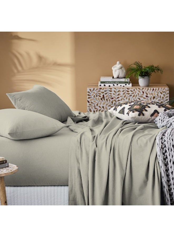 Lavish Touch Thread Count - 100% Cotton Double Brushed Flannel Sheet Set - 170 GSM Heavyweight, Deep Pockets, Pre-Shrunk & Anti-Pill, All Around Elastic – Queen - Light Gray - Image 2