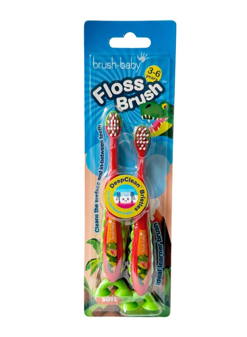 Brush-Baby FlossBrush Kids Toothbrush | Deep Clean Bristles | Fun Character Design | Pack of 2 | 0–18 Months - Image 1