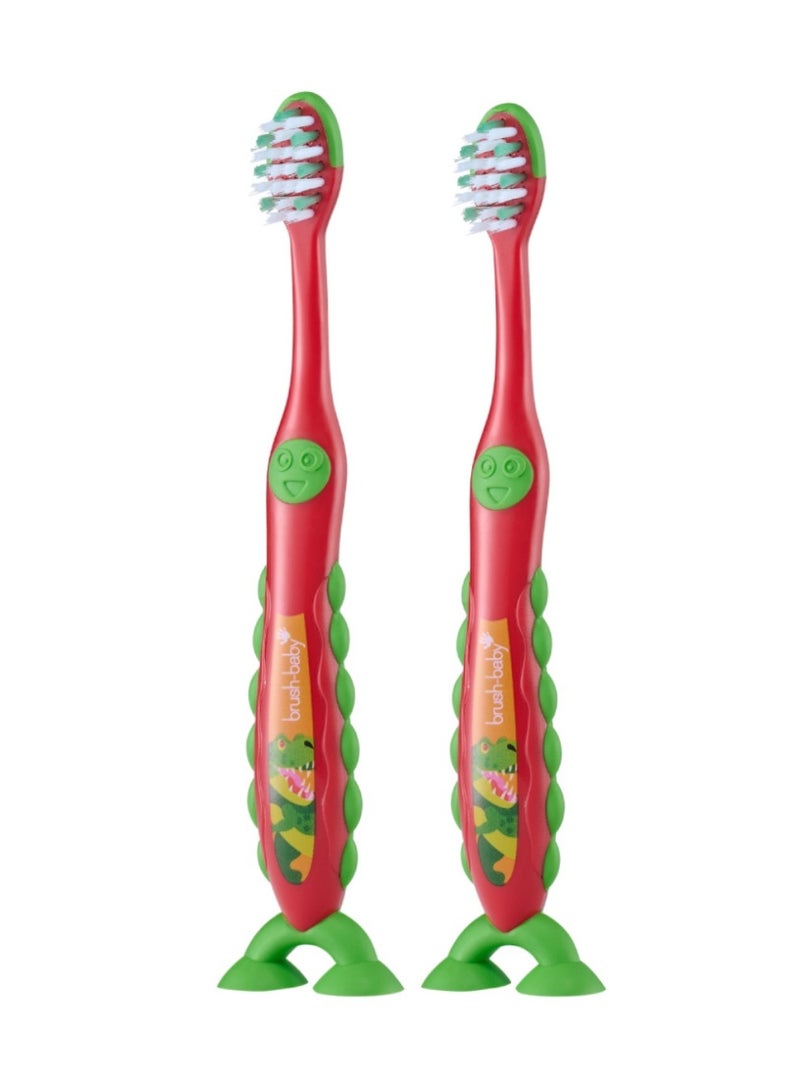 Brush-Baby FlossBrush Kids Toothbrush | Deep Clean Bristles | Fun Character Design | Pack of 2 | 0–18 Months - Image 2