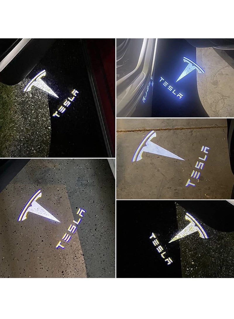 Car Door Lights Logo Projector Lights for Tesla, Ultra-Bright LED 3D Laser Ghost Shadow Light, Never Fade Welcome Step Courtesy Lights for Model 3 Y S X Accessories, Plug and Play 4pcs - Image 3