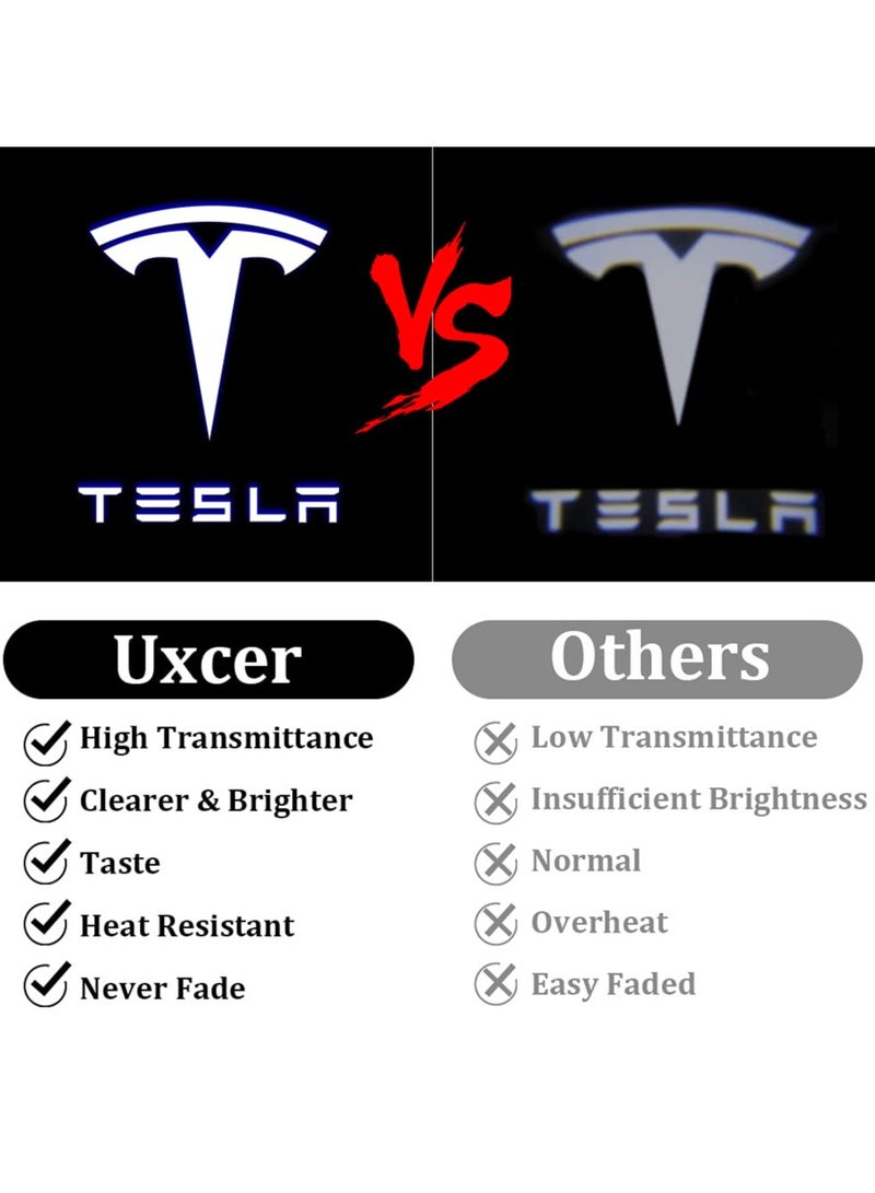 Car Door Lights Logo Projector Lights for Tesla, Ultra-Bright LED 3D Laser Ghost Shadow Light, Never Fade Welcome Step Courtesy Lights for Model 3 Y S X Accessories, Plug and Play 4pcs - Image 5