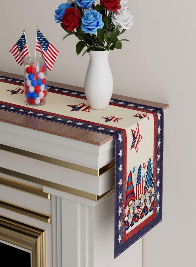 XCHI Gnome Stars Patriotic America Memorial Day 4th of July Table Runner Table Decoration for Party Home Kitchen Dining Holiday Decor 13x72 Inch - Image 3