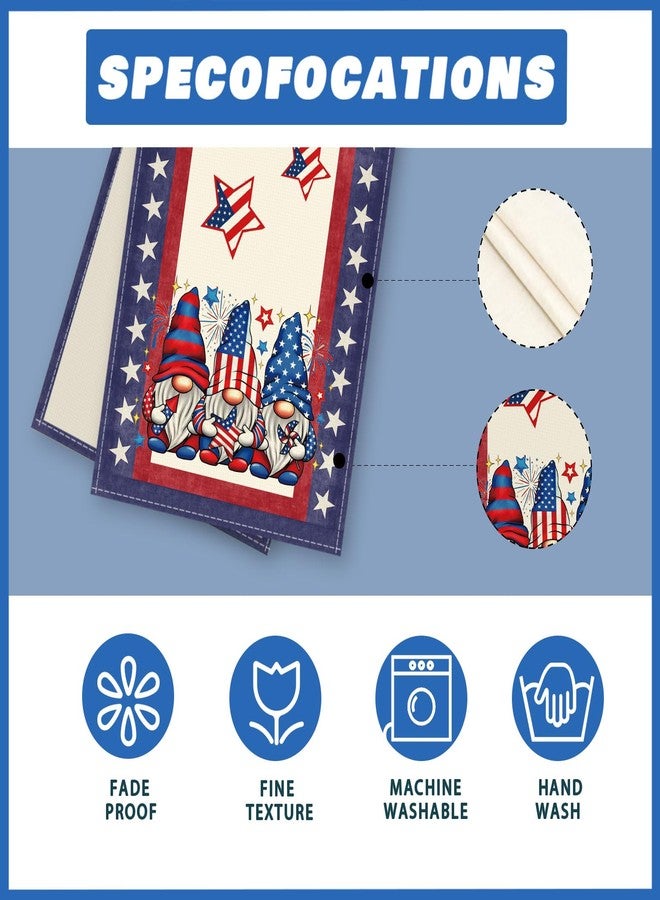 XCHI Gnome Stars Patriotic America Memorial Day 4th of July Table Runner Table Decoration for Party Home Kitchen Dining Holiday Decor 13x72 Inch - Image 5