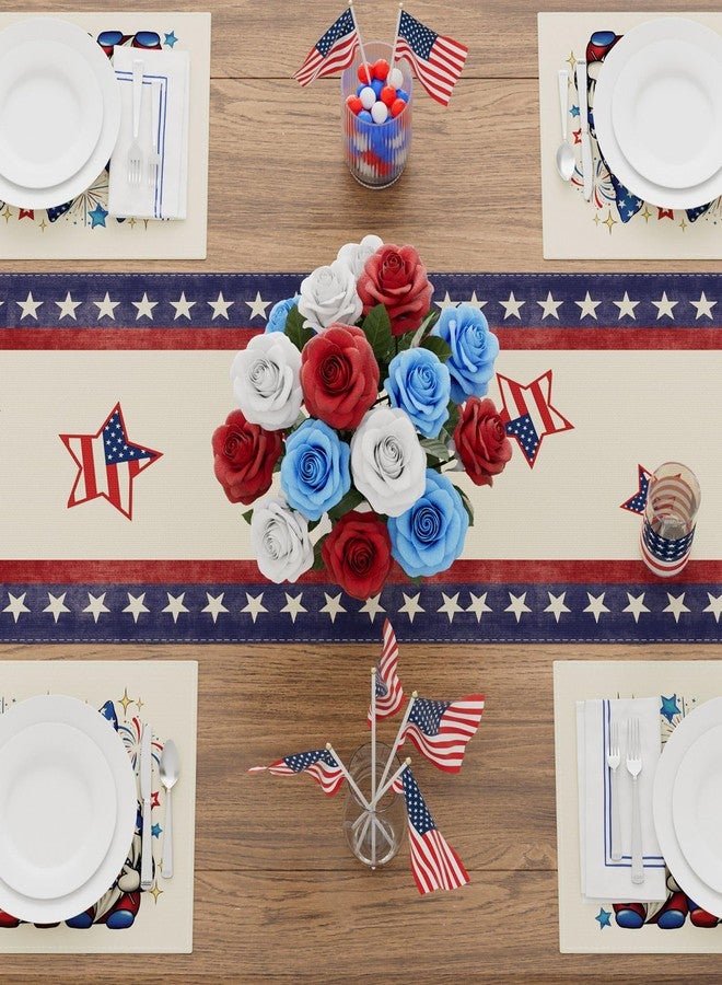 XCHI Gnome Stars Patriotic America Memorial Day 4th of July Table Runner Table Decoration for Party Home Kitchen Dining Holiday Decor 13x72 Inch - Image 4