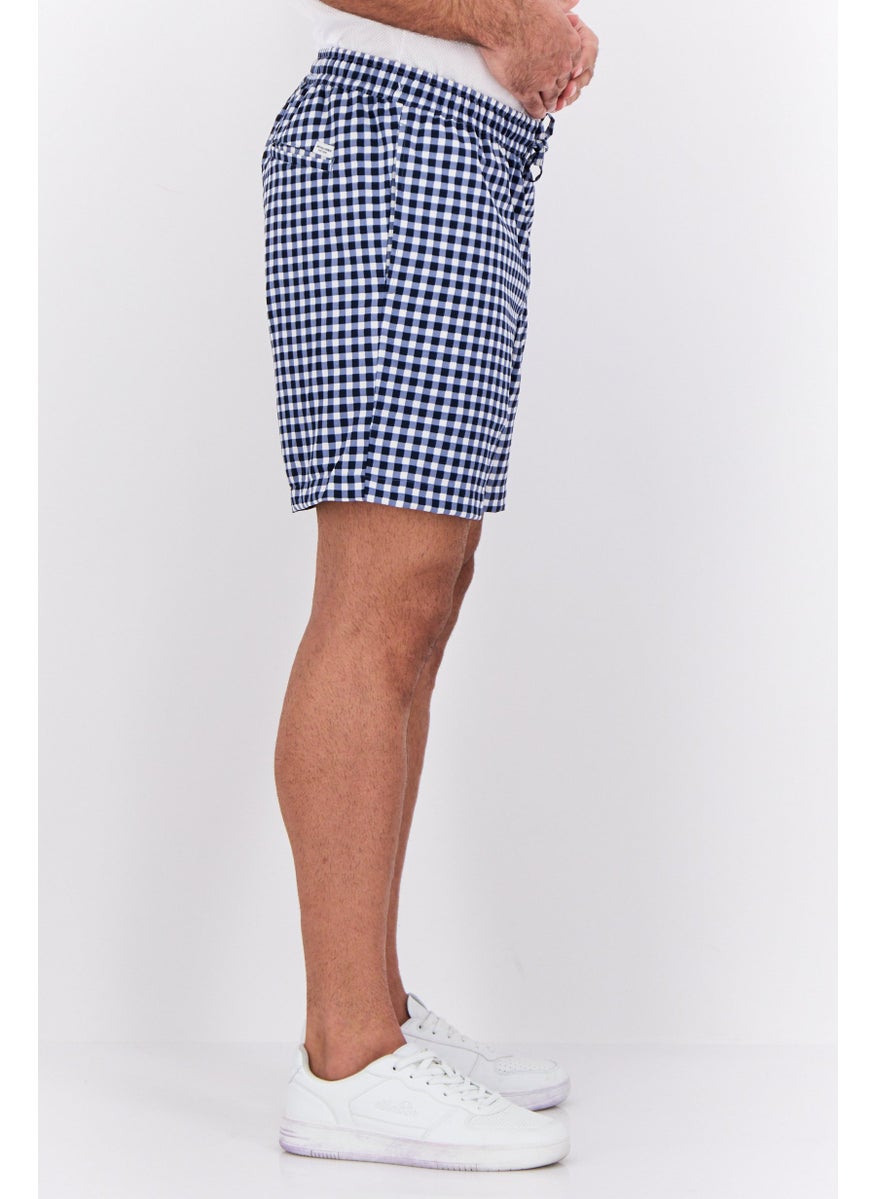 Jack Jones - Men Regular Fit Drawstring Checkered Basic Shorts, Black - Image 1